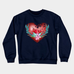 Heart with flowers Hand-drawn watercolor composition Crewneck Sweatshirt